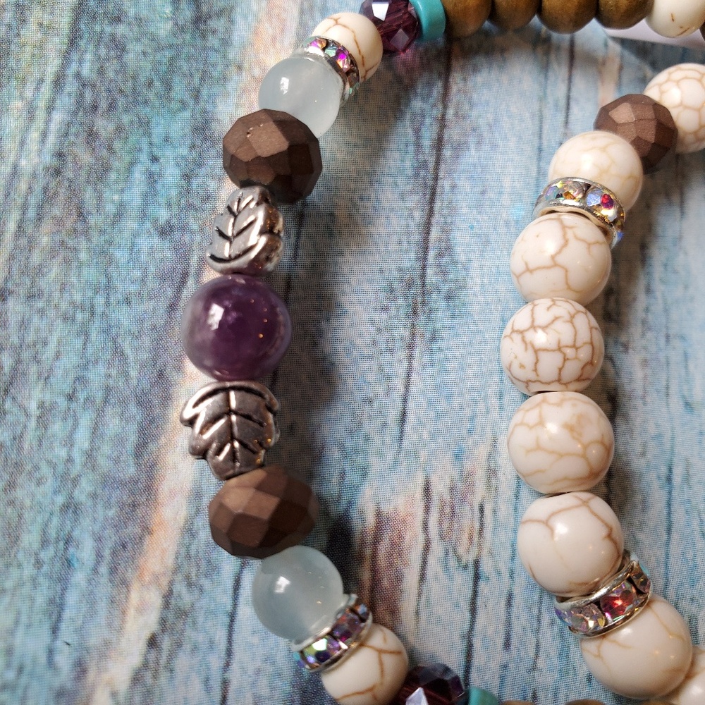 6mm Natural Stone Stretch Bracelet Set